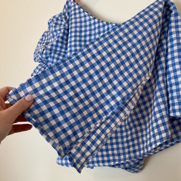 EEUC ROMWE One Shoulder Puff Sleeve Gingham Top - Picture 12 of 13